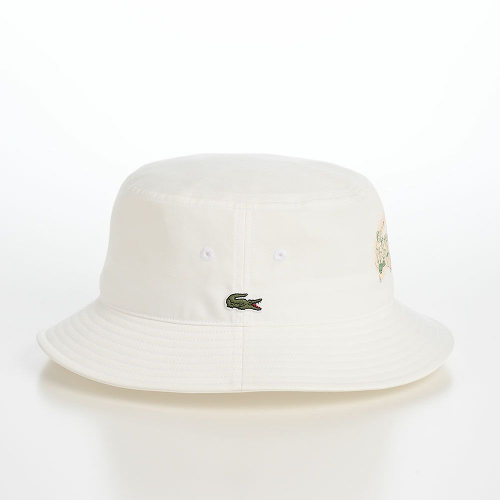 ラコステのバケットハット CROCODILE PRINT BUCKET HAT（クロコダイルプリント バケットハット） L1364 オフホワイト