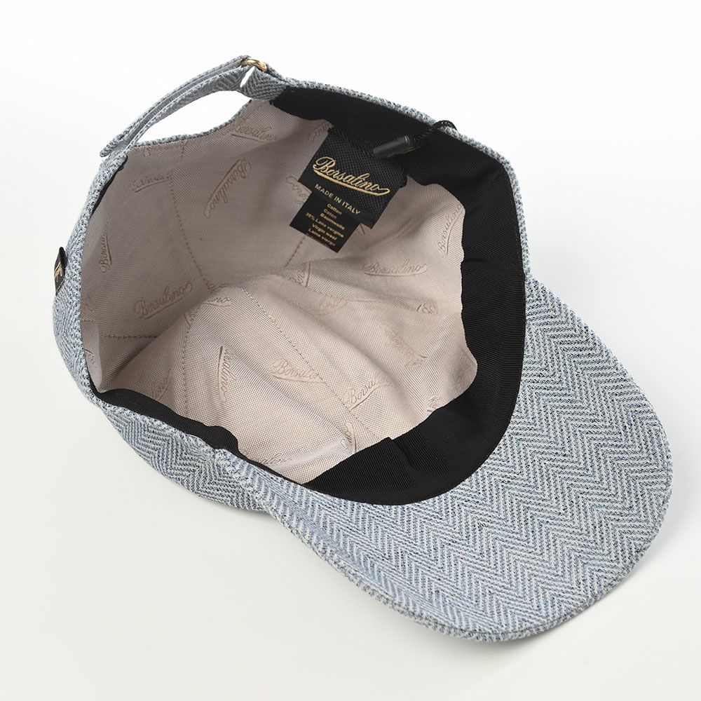 ボルサリーノのキャップ Baseball Cap Hiker Oxord Herringbone（ベイスボールキャップ オックスフォード ヘリンボーン） B95174 ブルー