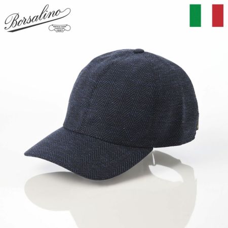 ボルサリーノのキャップ Baseball Cap Hiker Oxord Herringbone（ベイスボールキャップ オックスフォード ヘリンボーン） B95174 ネイビー
