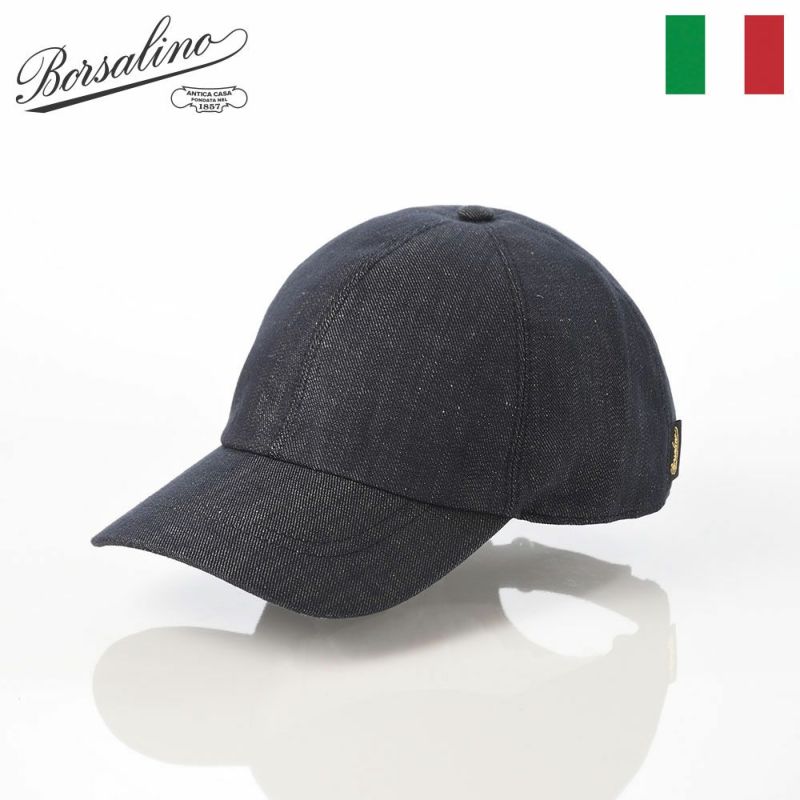 ボルサリーノのキャップ Baseball Cap Hiker Oxord Denim（ベイスボールキャップ オックスフォード デニム） B95174 ダークネイビー
