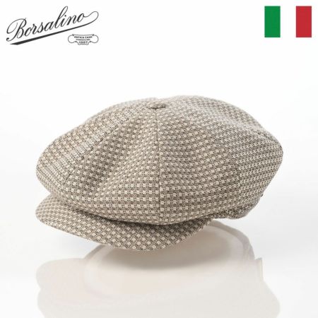 ボルサリーノのキャスケット 8panel Berretto Free Visor Check（8パネル ベレット フリーバイザー チェック） B15023 ベージュチェック