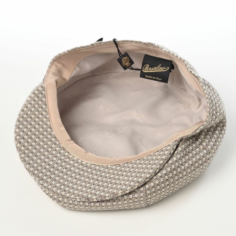 ボルサリーノのキャスケット 8panel Berretto Free Visor Check（8パネル ベレット フリーバイザー チェック） B15023 ベージュチェック