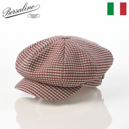 ボルサリーノのキャスケット 8panel Berretto Free Visor Check（8パネル ベレット フリーバイザー チェック） B15023 ワインチェック