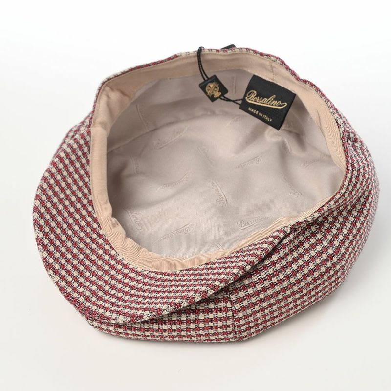 ボルサリーノのキャスケット 8panel Berretto Free Visor Check（8パネル ベレット フリーバイザー チェック） B15023 ワインチェック