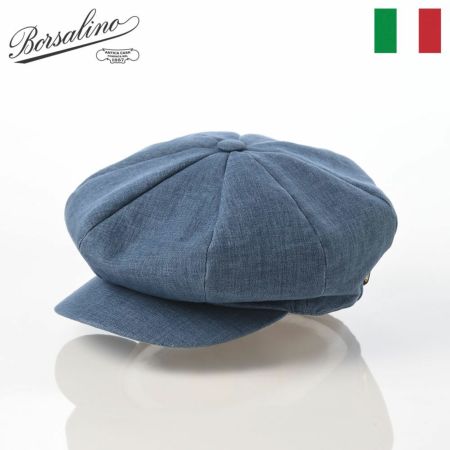 ボルサリーノのキャスケット 8panel Berretto Free Visor Linen（8パネル ベレット フリーバイザー リネン） B15023 ブルー