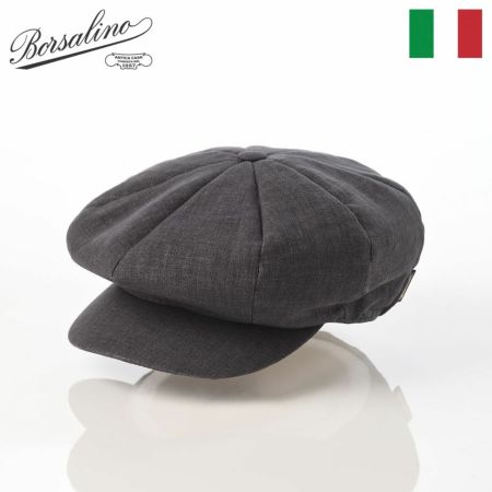 ボルサリーノのキャスケット 8panel Berretto Free Visor Linen（8パネル ベレット フリーバイザー リネン） B15023 ダークグレー