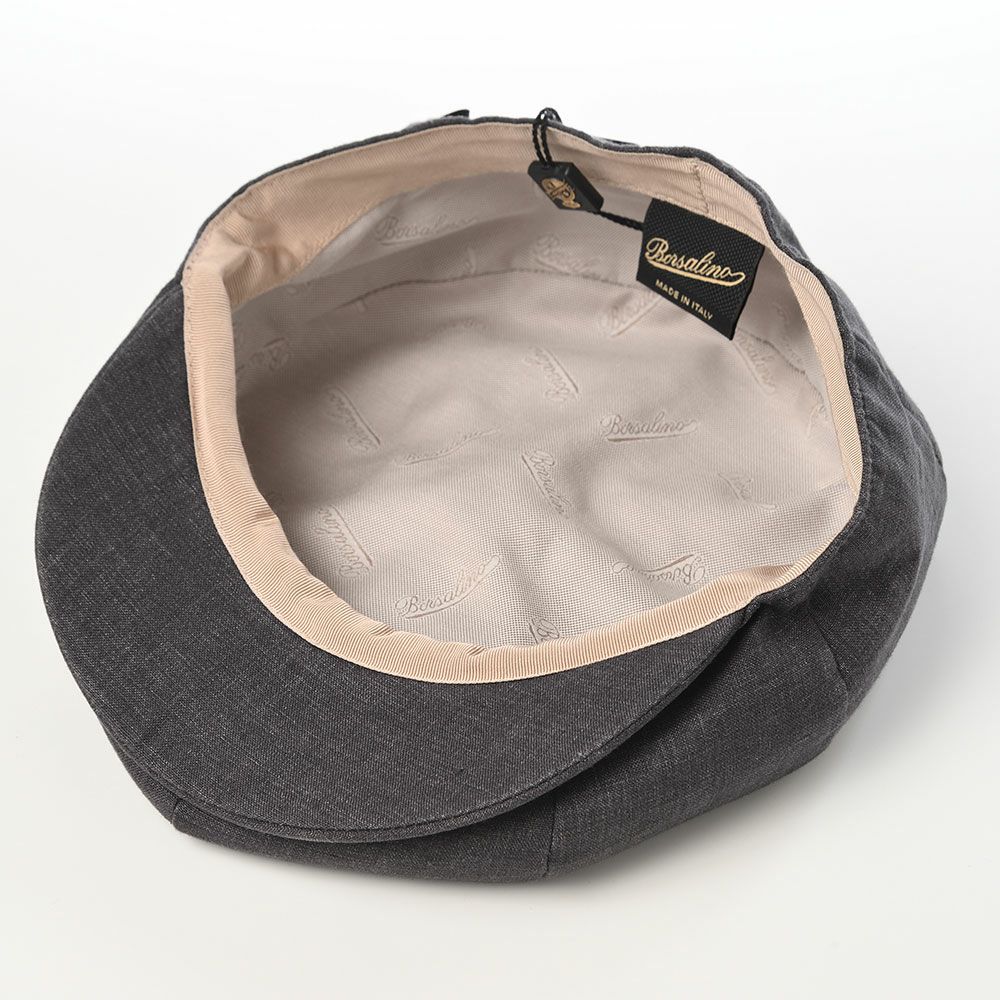 ボルサリーノのキャスケット 8panel Berretto Free Visor Linen（8パネル ベレット フリーバイザー リネン） B15023 ダークグレー