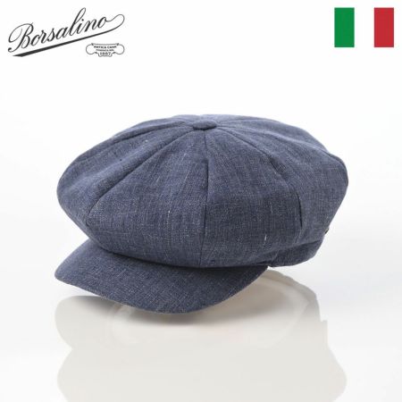 ボルサリーノのキャスケット 8panel Berretto Free Visor Linen（8パネル ベレット フリーバイザー リネン） B15023 ネイビー