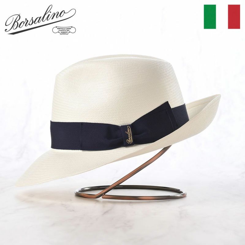 ボルサリーノのパナマハット Panama Fine Larga（パナマファイン ラーガ） 140340 ネイビーリボン