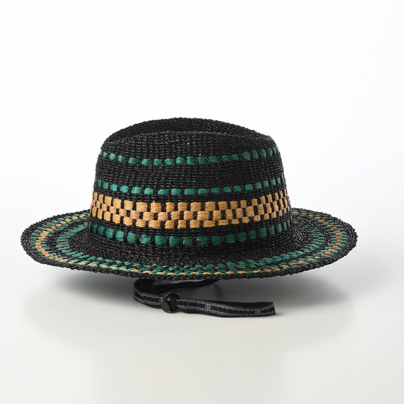 ノルのストローハット パンダンと水草 ブラック