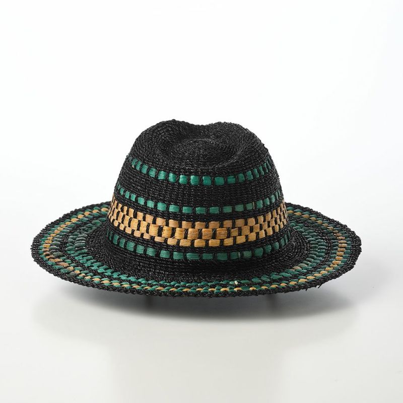 ノルのストローハット パンダンと水草 ブラック