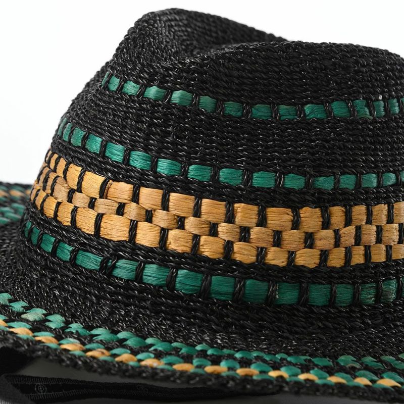 ノルのストローハット パンダンと水草 ブラック