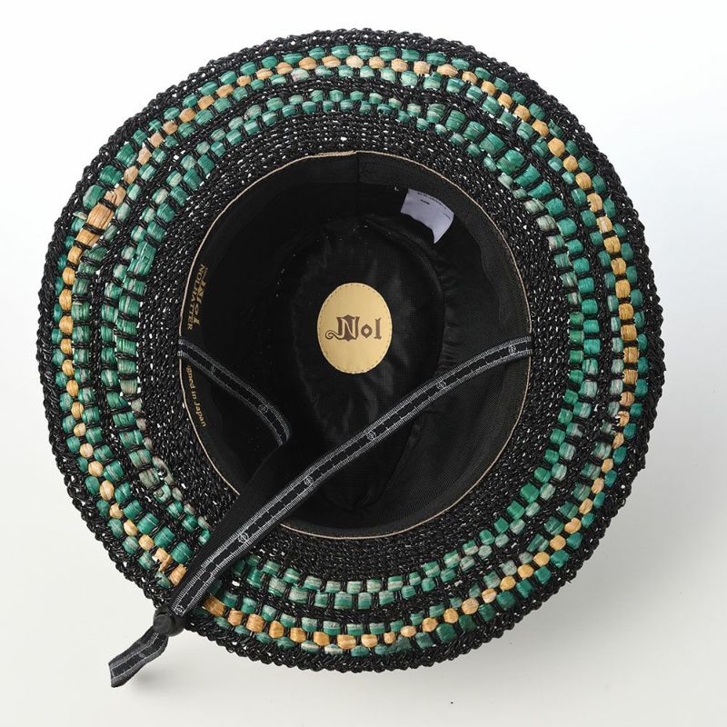 ノルのストローハット パンダンと水草 ブラック