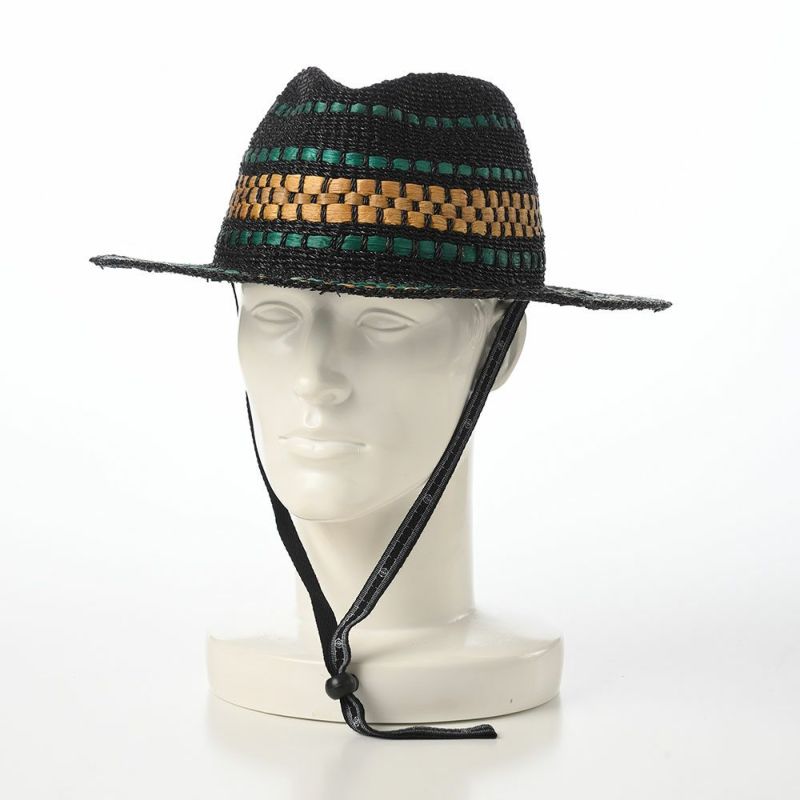 ノルのストローハット パンダンと水草 ブラック