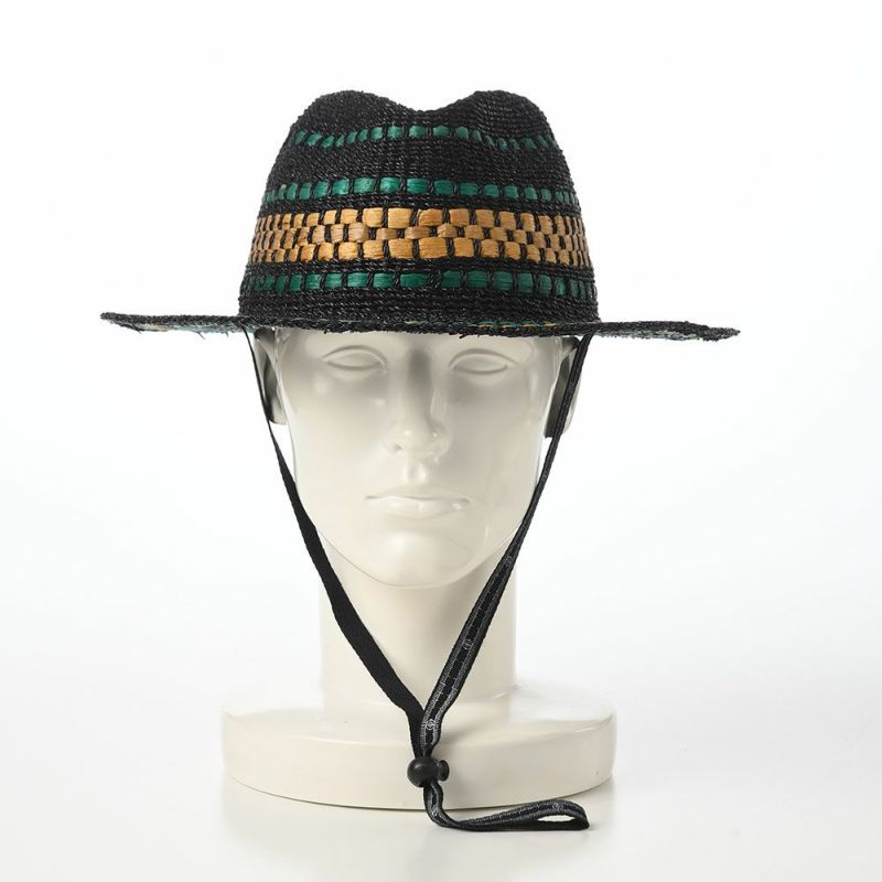 ノルのストローハット パンダンと水草 ブラック