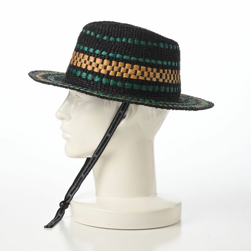 ノルのストローハット パンダンと水草 ブラック