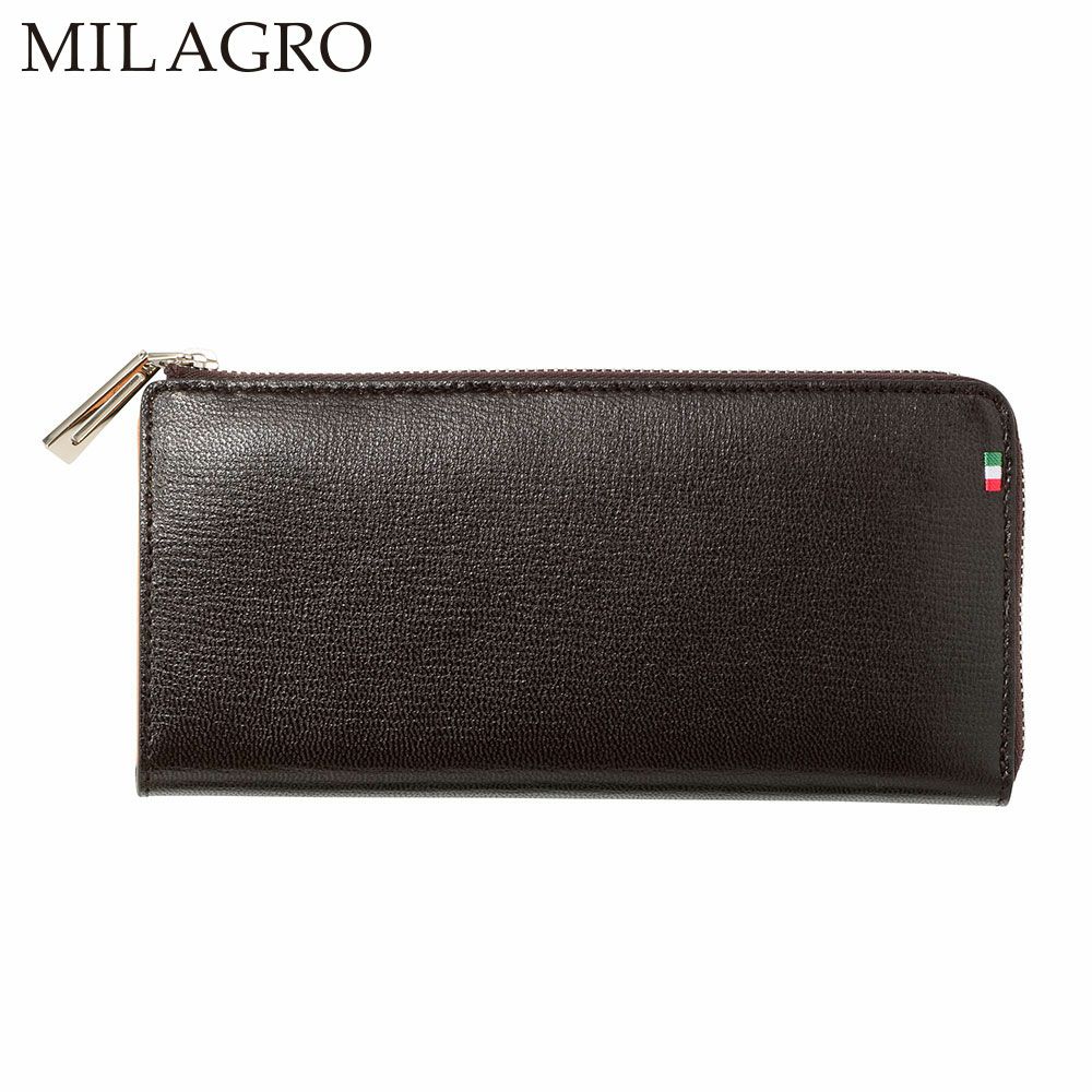 ミラグロの長財布 Palmellato Goat Leather L-zip Wallet（パルメラートゴートレザー L字ファスナー ウォレット） CA-PG-654 ダークブラウン