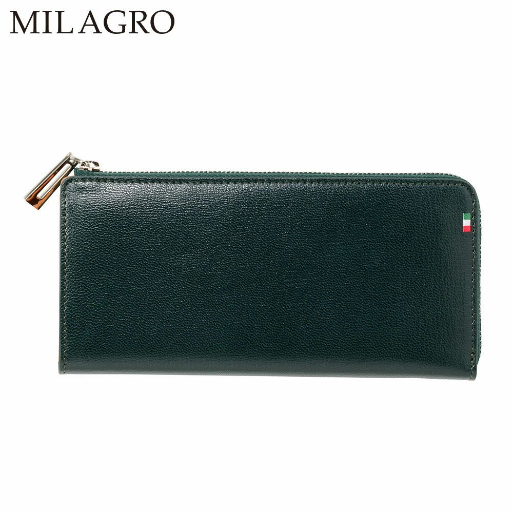 ミラグロの長財布 Palmellato Goat Leather L-zip Wallet（パルメラートゴートレザー L字ファスナー ウォレット） CA-PG-654 グリーン
