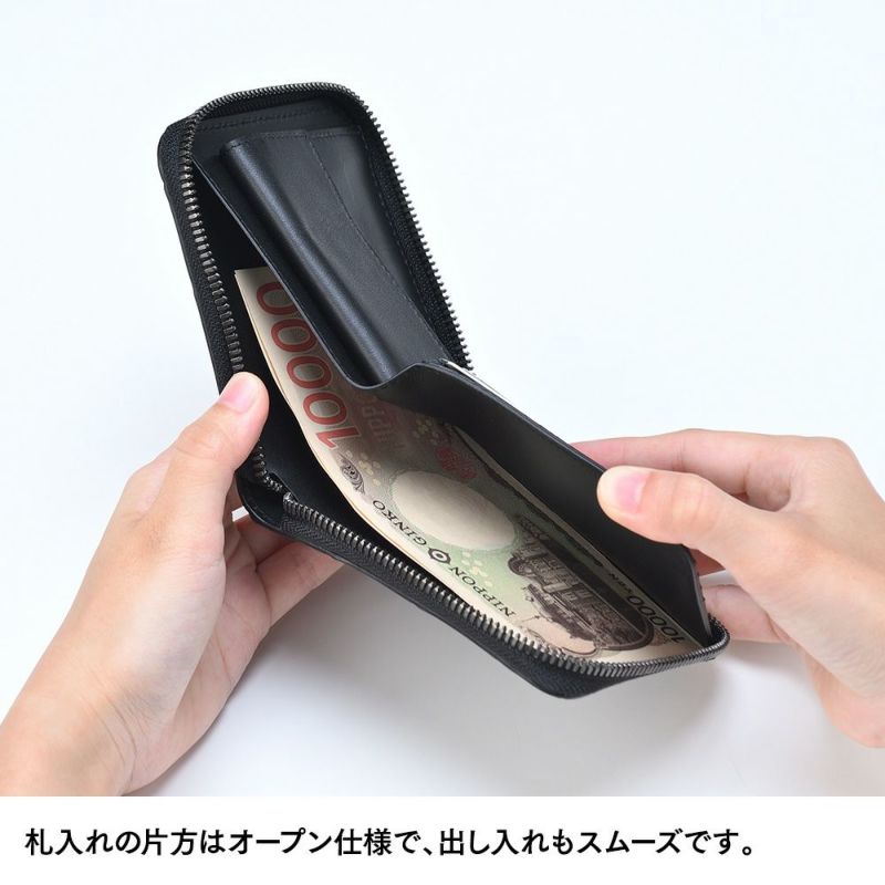 ズーの二つ折り財布 POROSUS Zip-around Wallet（ポロサス ジップアラウンドウォレット） ZBF-033 ピアノブラック