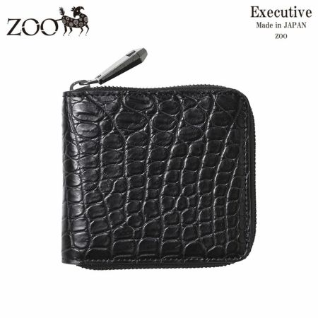 ズーの二つ折り財布 ALLIGATOR Zip-around Wallet（アリゲーター ジップアラウンドウォレット ） ZBF-034 ピアノブラック