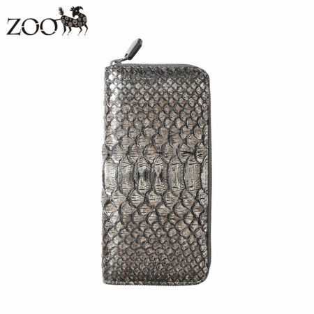 ズーの長財布 DIAMOND PYTHON Compact Zip-around Long Wallet（ダイヤモンドパイソン コンパクト ジップアラウンド ロングウォレット） ZLW-159 アンティークシルバー