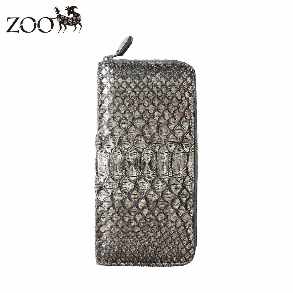 ズーの長財布 DIAMOND PYTHON Compact Zip-around Long Wallet（ダイヤモンドパイソン コンパクト ジップアラウンド ロングウォレット） ZLW-159 アンティークシルバー