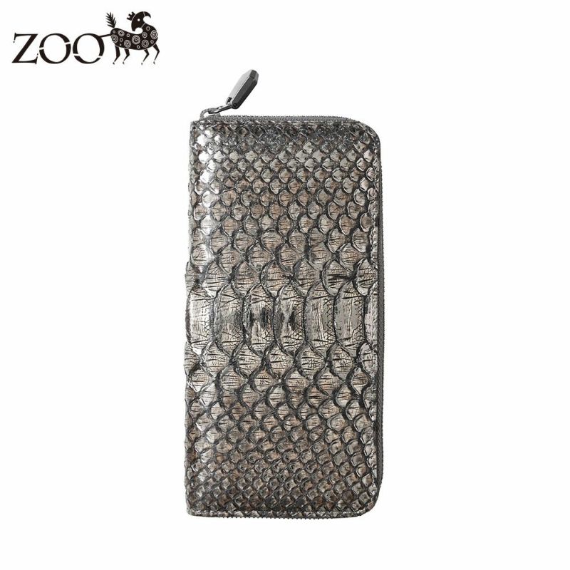 ズーの長財布 DIAMOND PYTHON Compact Zip-around Long Wallet（ダイヤモンドパイソン コンパクト ジップアラウンド ロングウォレット） ZLW-159 アンティークシルバー