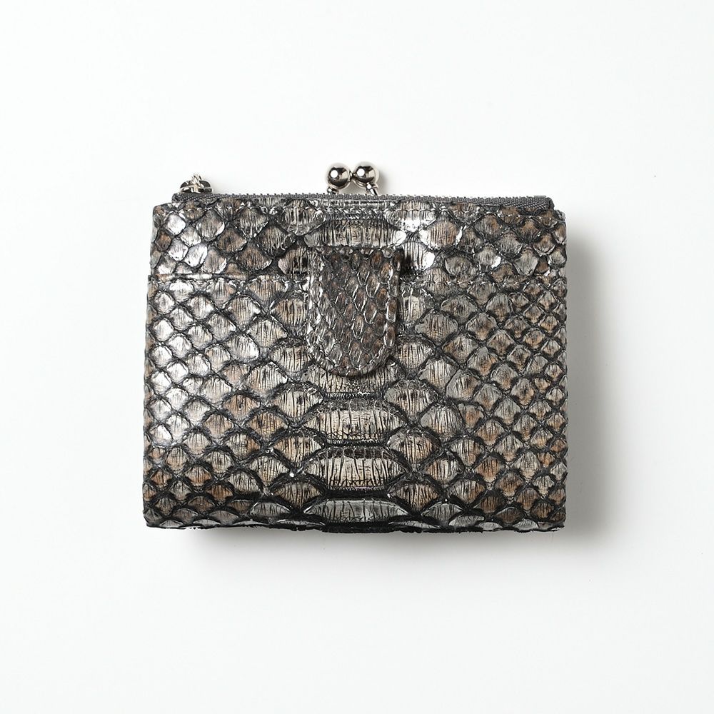 ズーの二つ折り財布 DIAMOND PYTHON Kiss-lock Wallet（ダイヤモンドパイソン キスロックウォレット） ZMW-037 アンティークシルバー