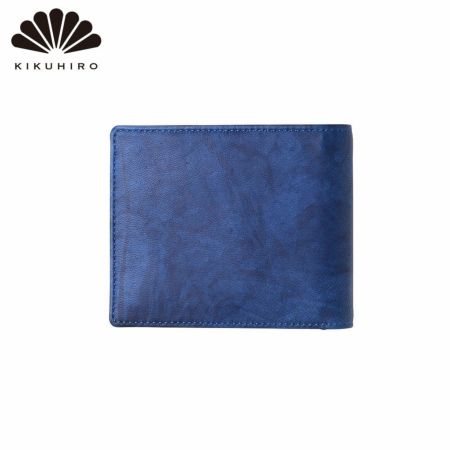 キクヒロの二つ折り財布 藍染 二つ折り札入れ ディープブルー