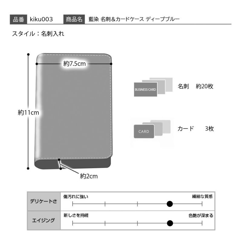 キクヒロの名刺入れ 藍染 名刺＆カードケース ディープブルー