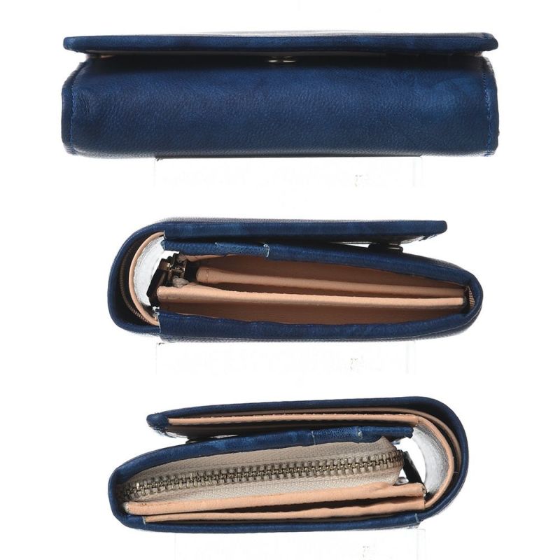 キクヒロの二つ折り財布 藍染 二つ折財布[ファスナー小銭入れ付き] ディープブルー