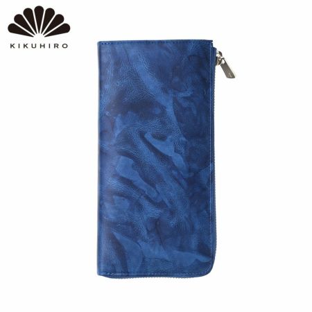 キクヒロの長財布 藍染 L字ファスナー長財布 ディープブルー