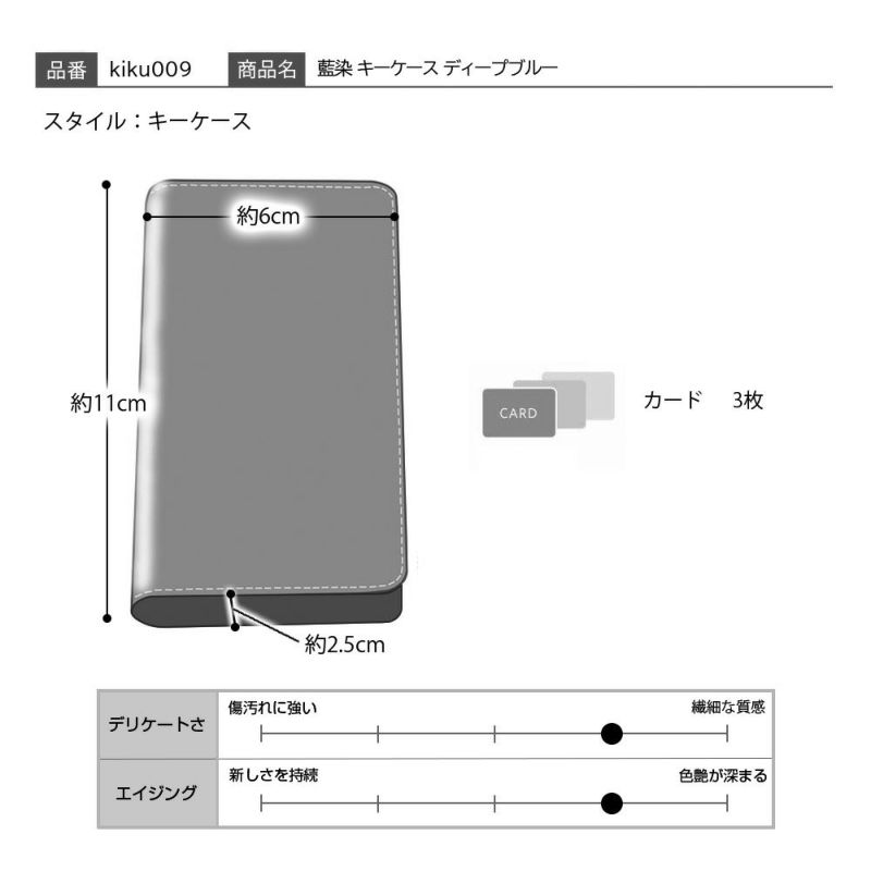 キクヒロのキーケース 藍染 キーケース ディープブルー