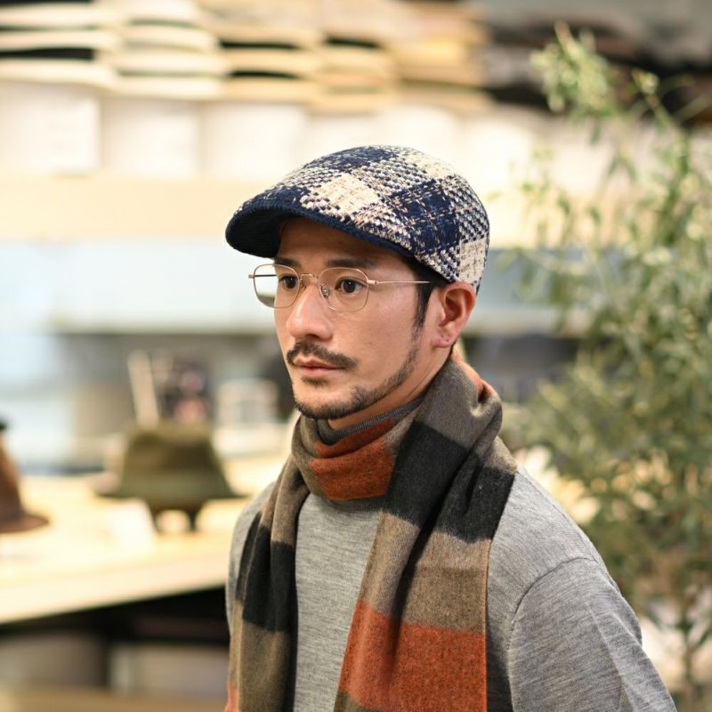 マローネのハンチング Check Stitch（チェックステッチ） BT1332 ダークブルー