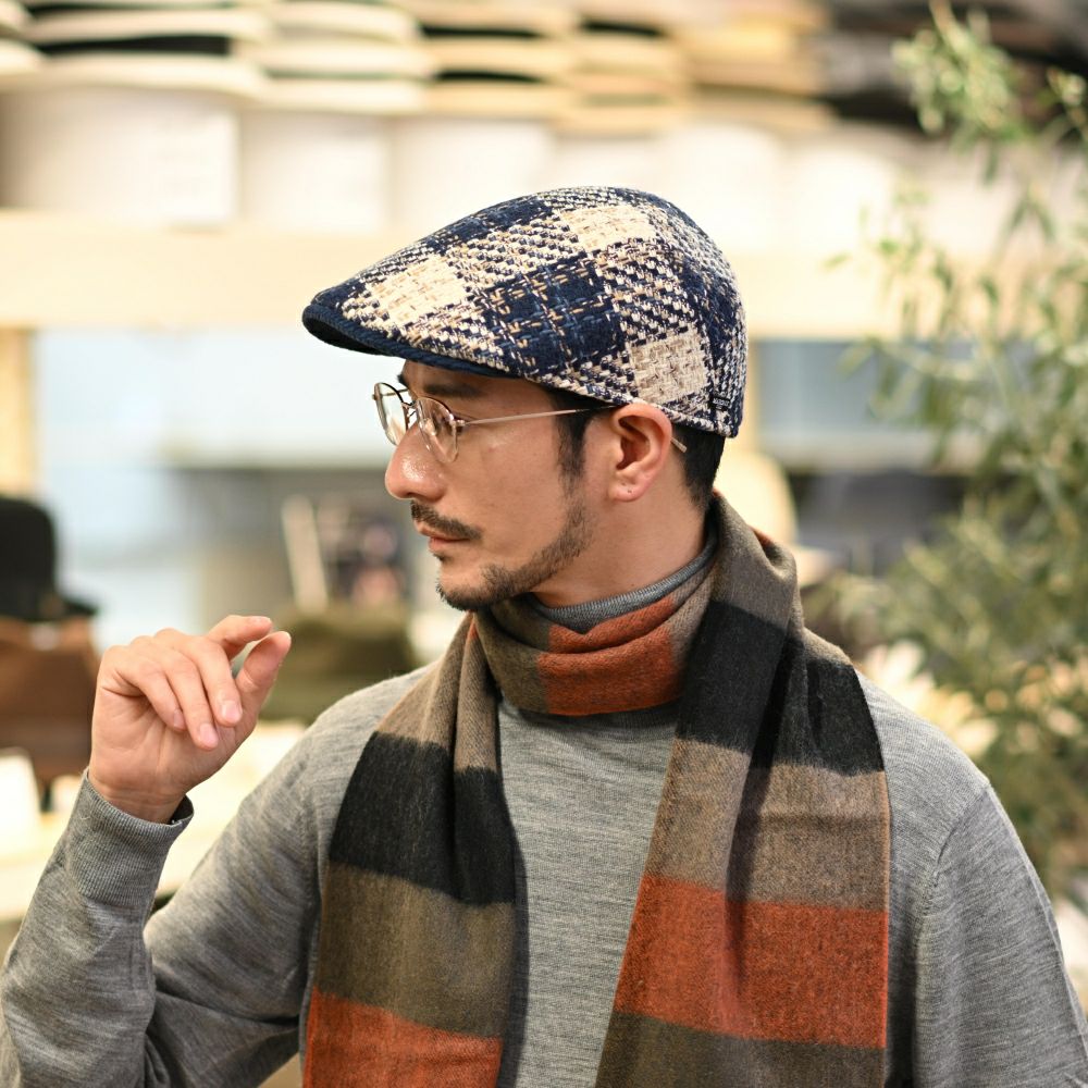 マローネのハンチング Check Stitch（チェックステッチ） BT1332 ダークブルー