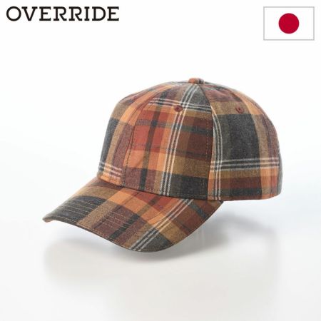 オーバーライドのキャップ OR OGC CHECK 6P CAP SG（オーガニックコットン チェックキャップ） ブラウン