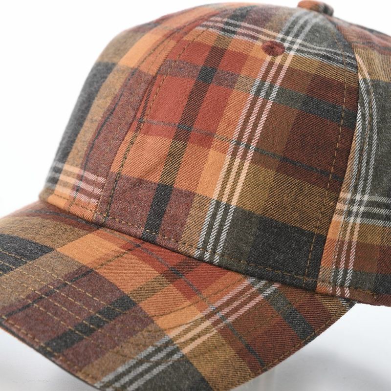 オーバーライドのキャップ OR OGC CHECK 6P CAP SG（オーガニックコットン チェックキャップ） ブラウン