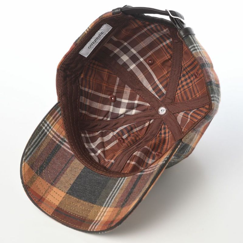 オーバーライドのキャップ OR OGC CHECK 6P CAP SG（オーガニックコットン チェックキャップ） ブラウン
