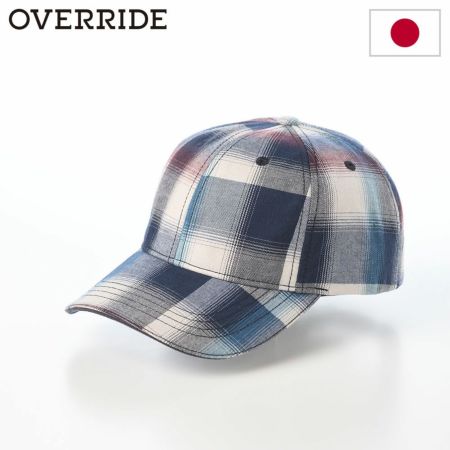 オーバーライドのキャップ OR OGC CHECK 6P CAP SG（オーガニックコットン チェックキャップ） ネイビー