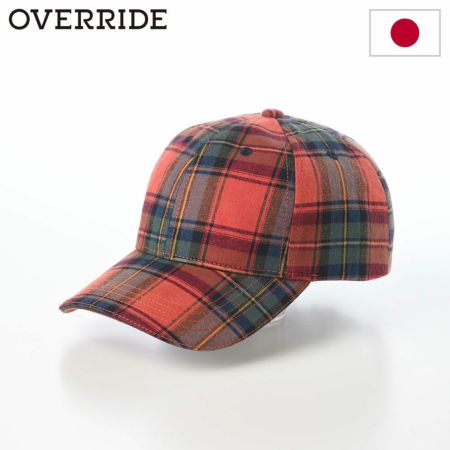 オーバーライドのキャップ OR OGC CHECK 6P CAP SG（オーガニックコットン チェックキャップ） レッド