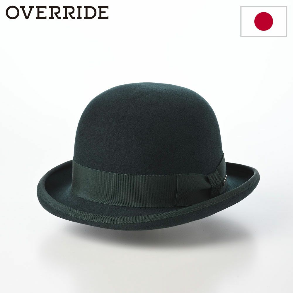 オーバーライド 美品フェルトリボンハット 秋冬春物 override（オーバーライド） ボーラーハット フェルトハット メンズ