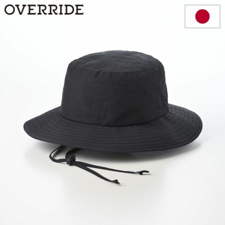 オーバーライドのサファリハット OR REC NL ADVENTURE HAT SG（リサイクルナイロン アドベンチャーハット） ブラック