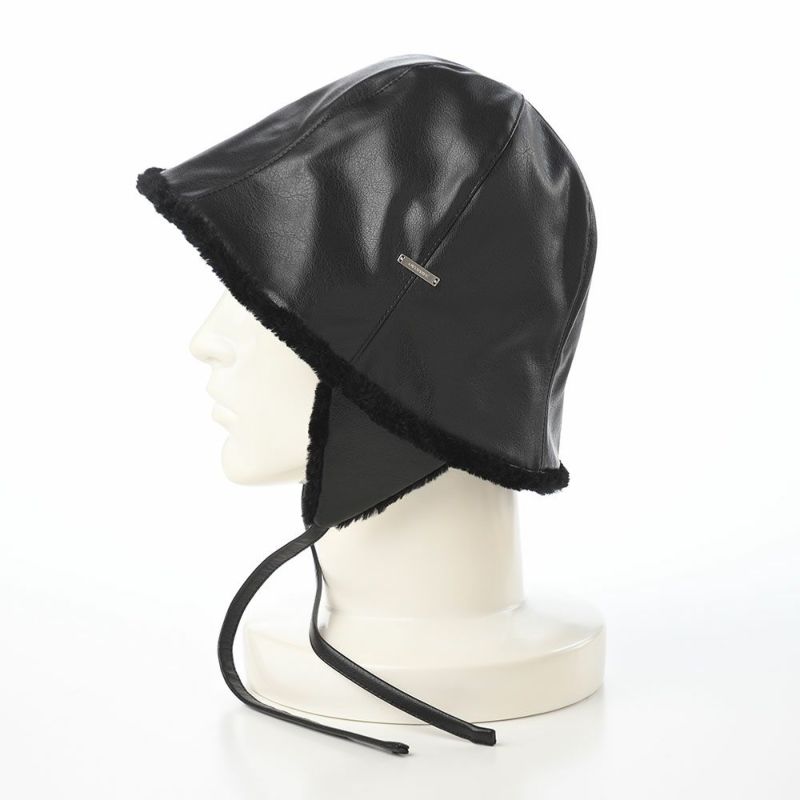 オーバーライドのバケットハット OR FAKE LEATHER FLAPHAT SGP（フェイクレザー フラップハット） ブラック