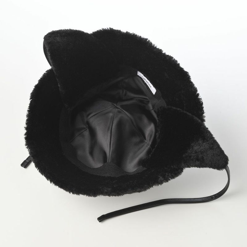 オーバーライドのバケットハット OR FAKE LEATHER FLAPHAT SGP（フェイクレザー フラップハット） ブラック