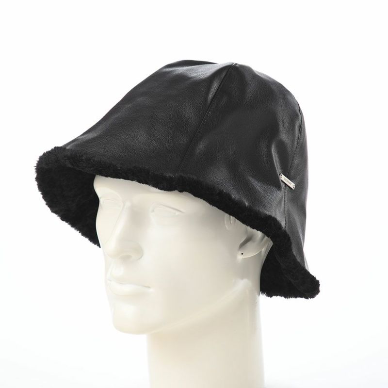 オーバーライドのバケットハット OR FAKE LEATHER FLAPHAT SGP（フェイクレザー フラップハット） ブラック