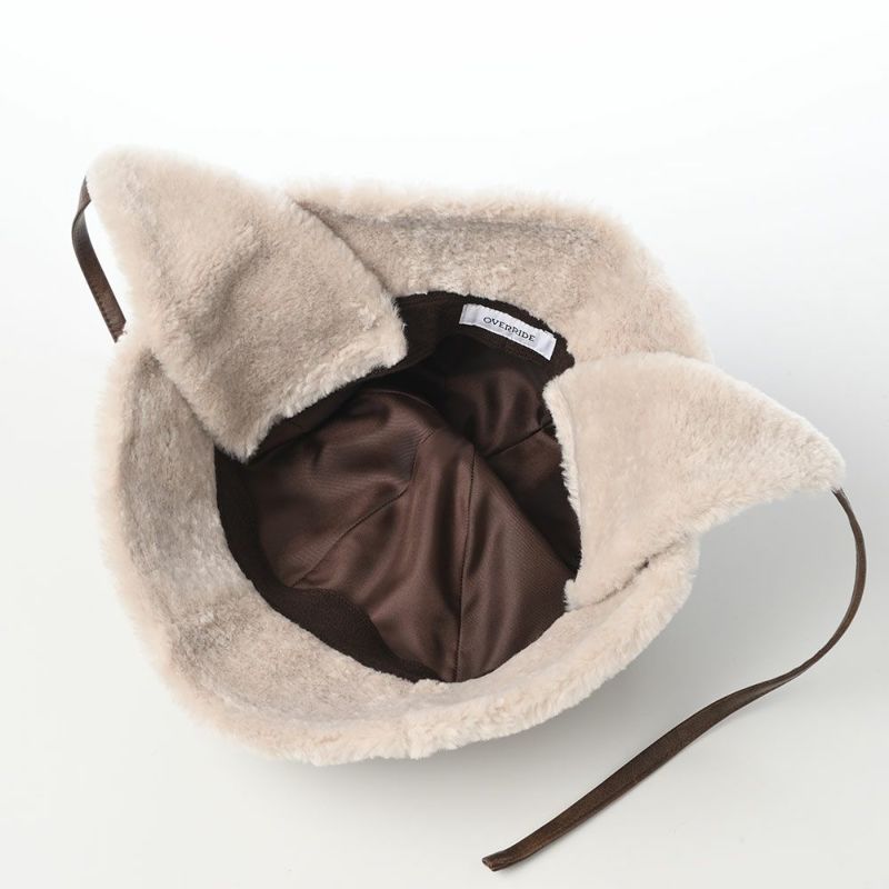 オーバーライドのバケットハット OR FAKE LEATHER FLAPHAT SGP（フェイクレザー フラップハット） ブラウン