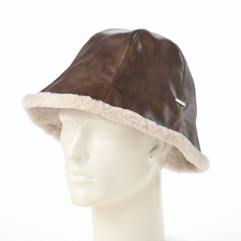 オーバーライドのバケットハット OR FAKE LEATHER FLAPHAT SGP（フェイクレザー フラップハット） ブラウン