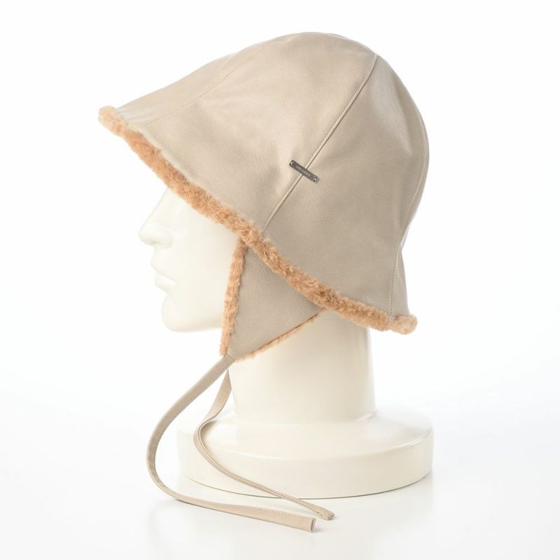 オーバーライドのバケットハット OR FAKE LEATHER FLAPHAT SGP（フェイクレザー フラップハット） ライトベージュ