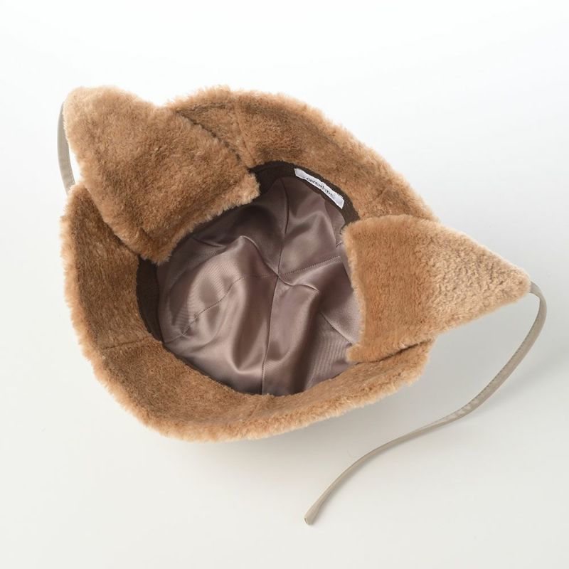 オーバーライドのバケットハット OR FAKE LEATHER FLAPHAT SGP（フェイクレザー フラップハット） ライトベージュ