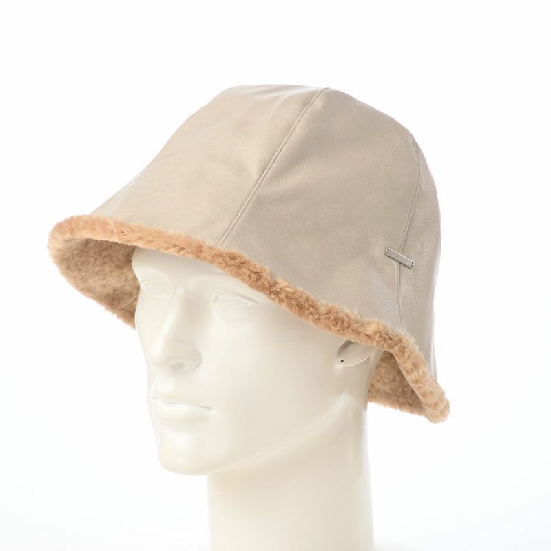 オーバーライドのバケットハット OR FAKE LEATHER FLAPHAT SGP（フェイクレザー フラップハット） ライトベージュ